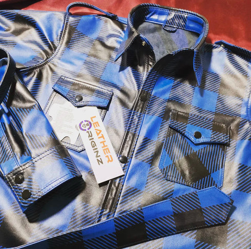 Plaid Leather Shirt - Long Sleeve