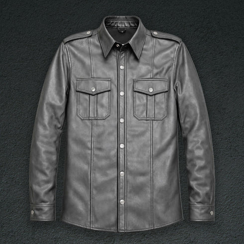 Long Sleeve Leather Shirt