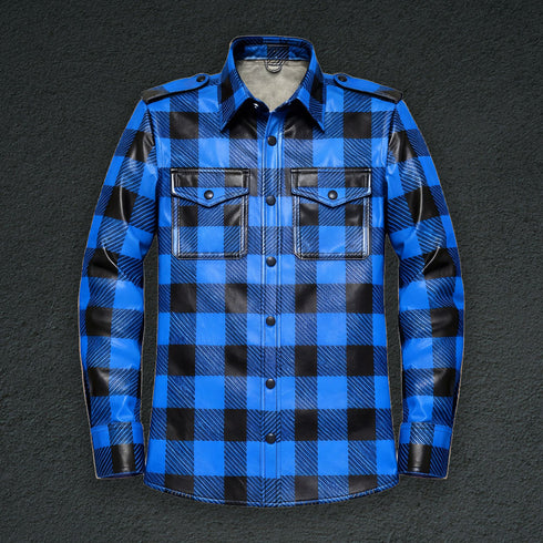 Plaid Leather Shirt - Long Sleeve