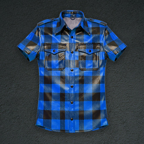 Plaid Leather Shirt - Short Sleeve