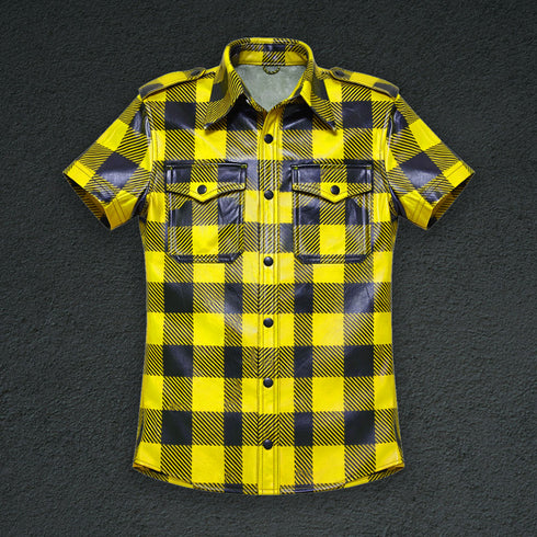 Plaid Leather Shirt - Short Sleeve